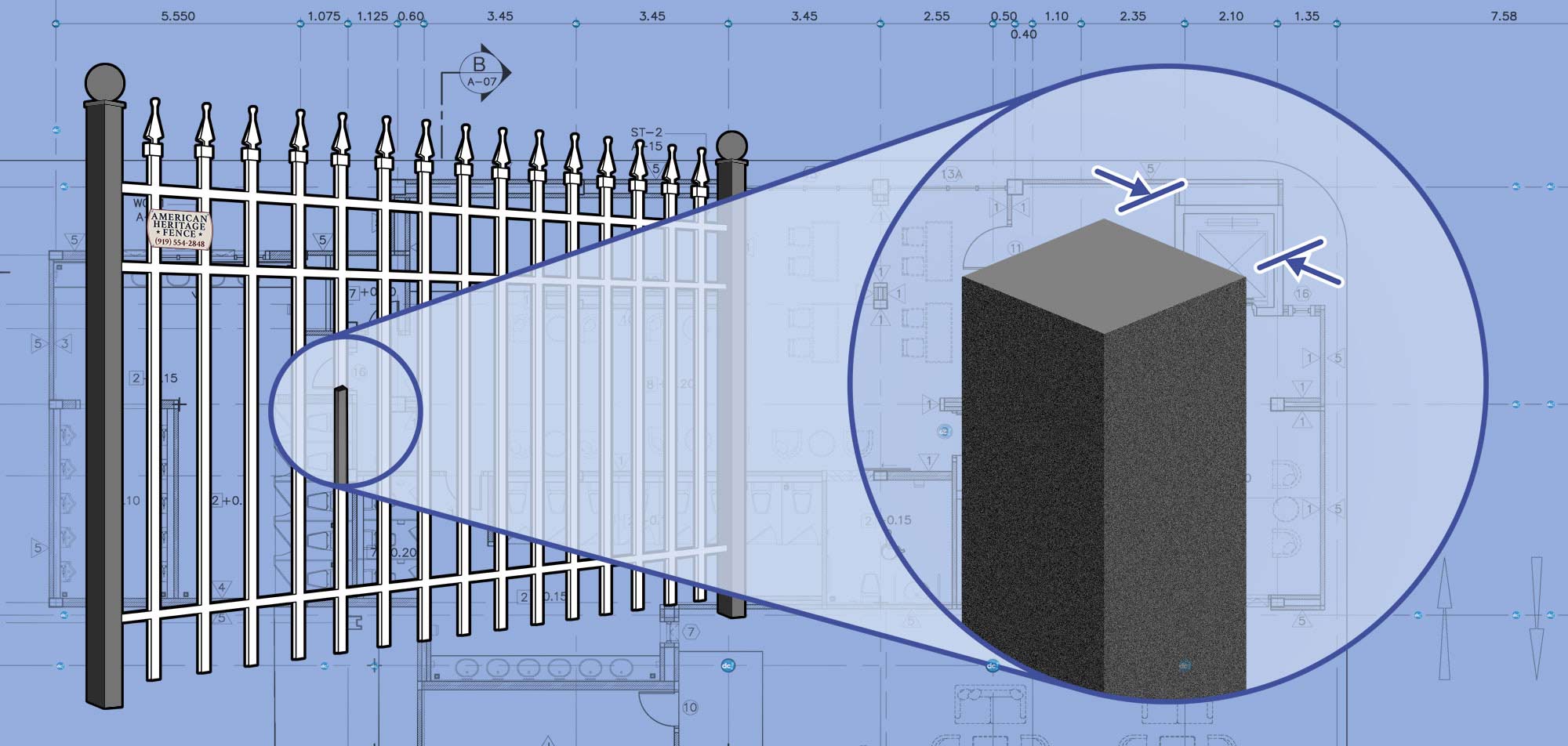 Raleigh-Durham North Carolina Commercial Ornamental Steel fence Pickets installation company