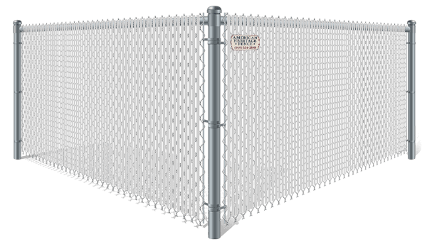 Galvanized chain link fence with white privacy slats in Raleigh-Durham North Carolina