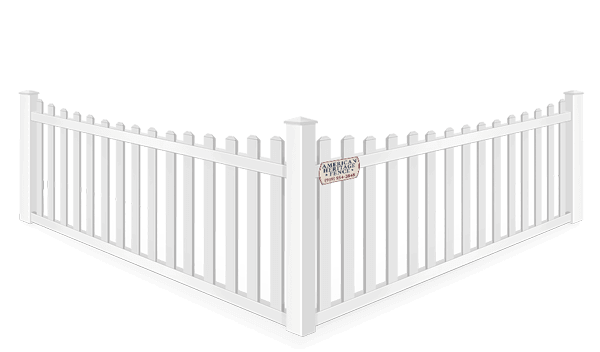 Vinyl white picket scalloped fence installation in Raleigh-Durham North Carolina