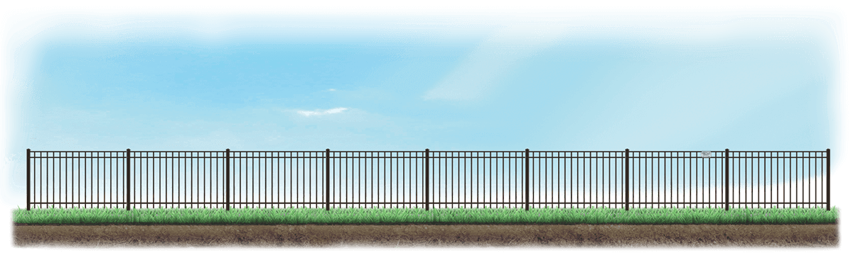 Straight Aluminum fence on level ground